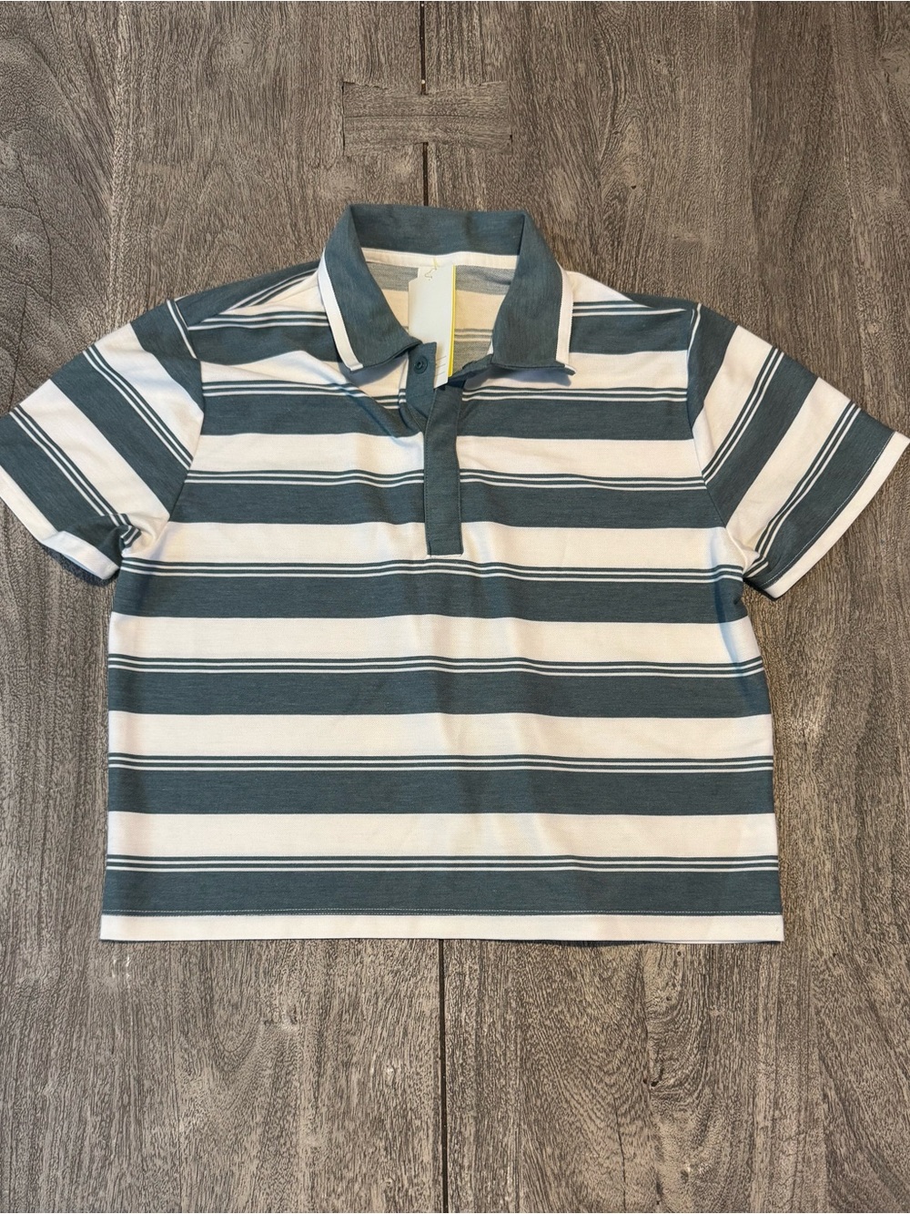 all in motion Teal-Blue and White Striped Short-Sleeve Polo